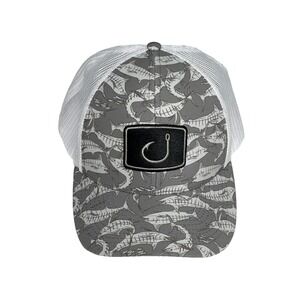 Avid Fishing Hat Snapback Men's Adjustable Gray White Hook Patch
